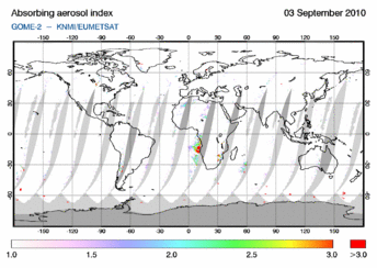 GOME-2 - Absorbing aerosol index of 03 September 2010