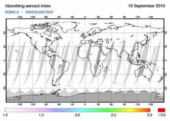 GOME-2 - Absorbing aerosol index of 10 September 2010