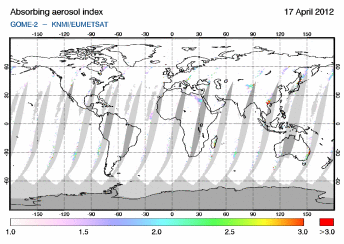 GOME-2 - Absorbing aerosol index of 17 April 2012