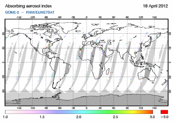 GOME-2 - Absorbing aerosol index of 18 April 2012