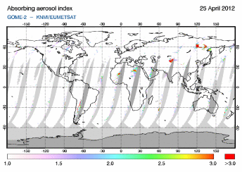 GOME-2 - Absorbing aerosol index of 25 April 2012