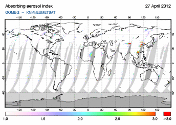 GOME-2 - Absorbing aerosol index of 27 April 2012