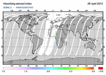 GOME-2 - Absorbing aerosol index of 28 April 2012