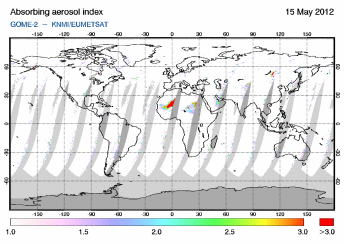 GOME-2 - Absorbing aerosol index of 15 May 2012
