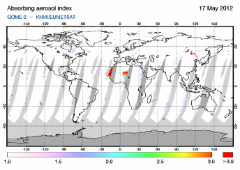 GOME-2 - Absorbing aerosol index of 17 May 2012