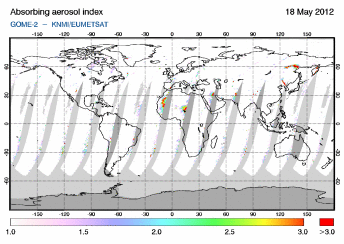 GOME-2 - Absorbing aerosol index of 18 May 2012