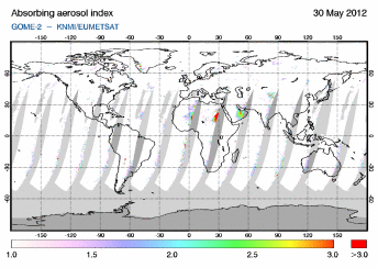 GOME-2 - Absorbing aerosol index of 30 May 2012