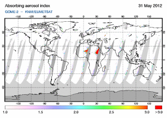 GOME-2 - Absorbing aerosol index of 31 May 2012