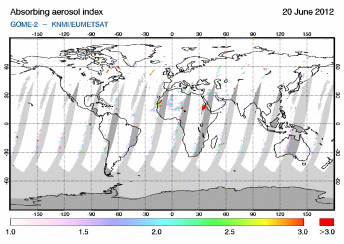 GOME-2 - Absorbing aerosol index of 20 June 2012