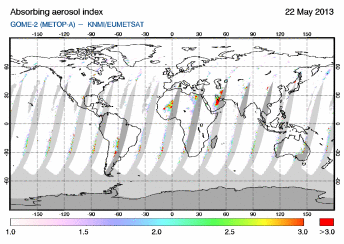 GOME-2 - Absorbing aerosol index of 22 May 2013