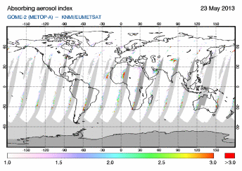 GOME-2 - Absorbing aerosol index of 23 May 2013