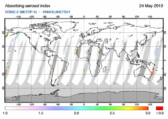 GOME-2 - Absorbing aerosol index of 24 May 2013