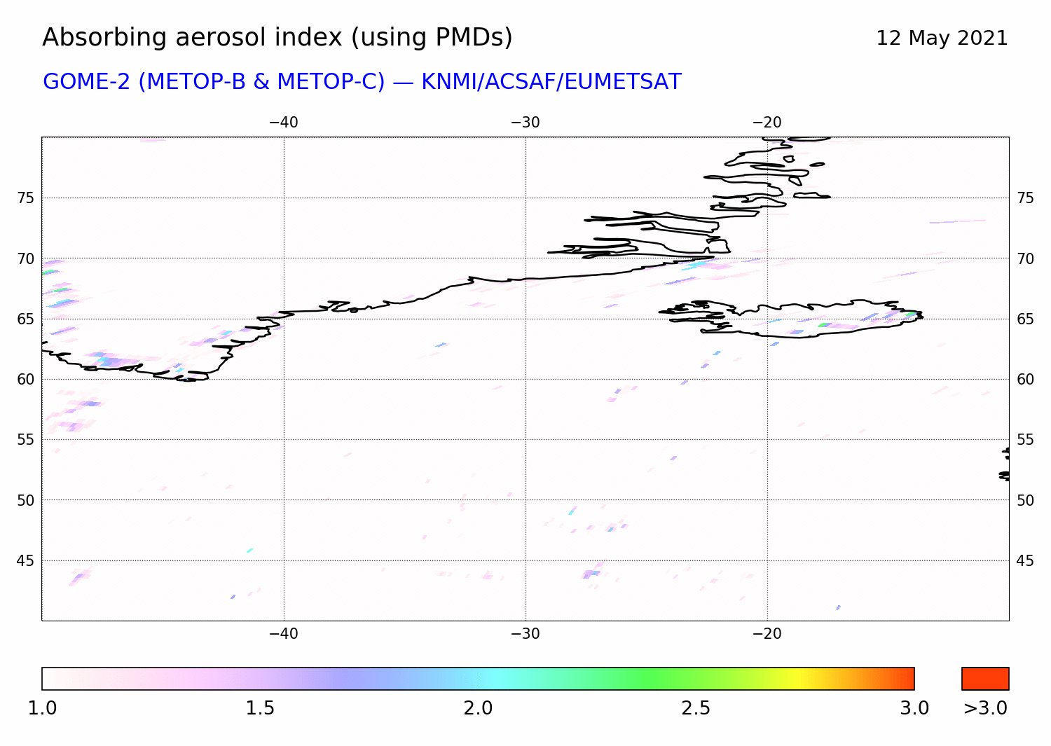GOME-2 - Absorbing aerosol index of 12 May 2021