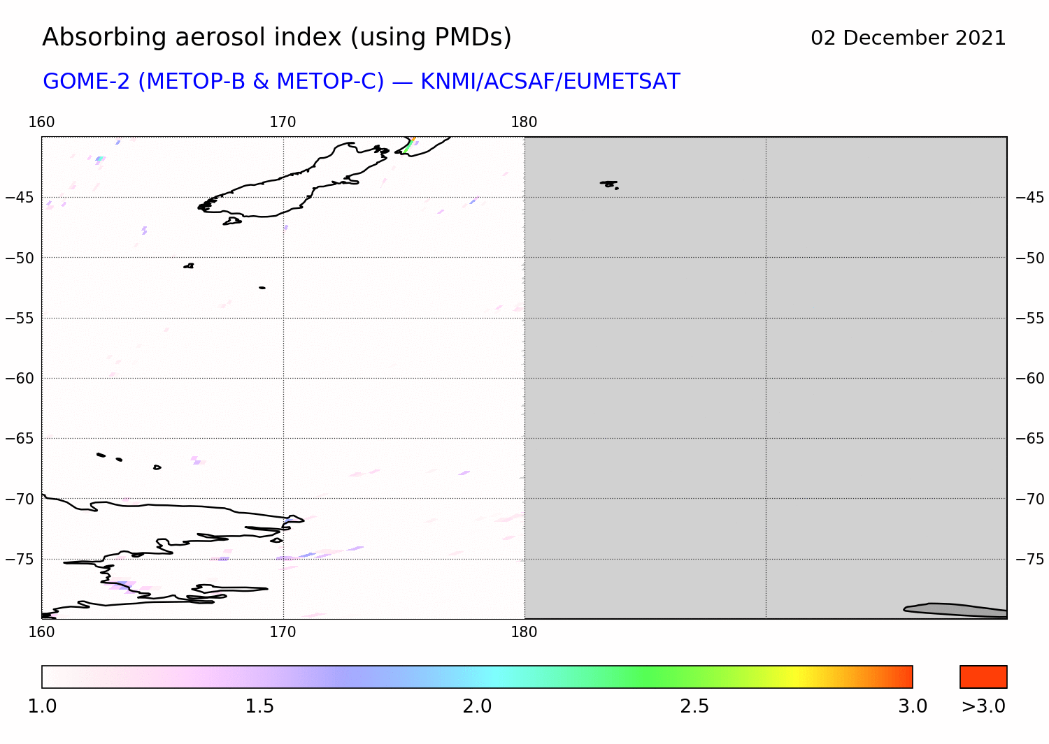 GOME-2 - Absorbing aerosol index of 02 December 2021