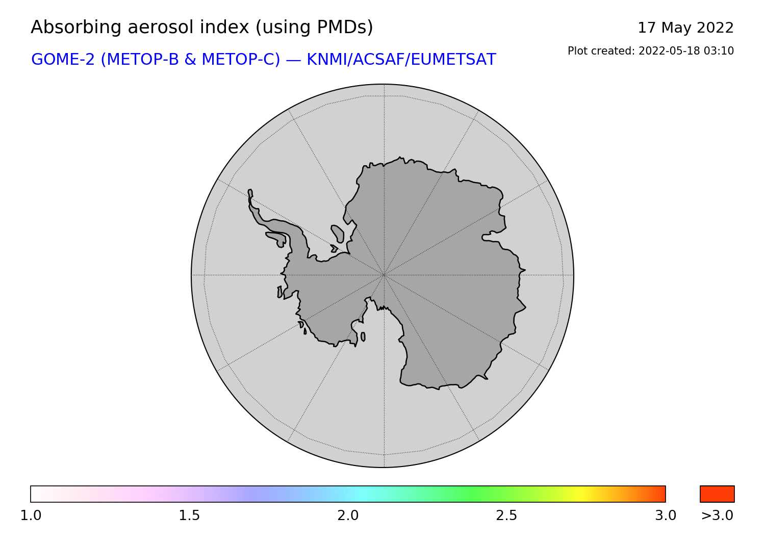 GOME-2 - Absorbing aerosol index of 17 May 2022