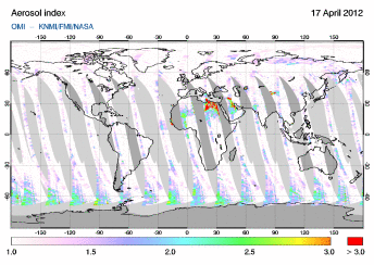 OMI -  Absorbing aerosol index of 17 April 2012
