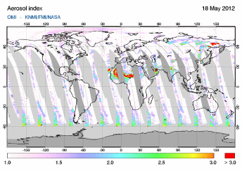 OMI -  Absorbing aerosol index of 18 May 2012