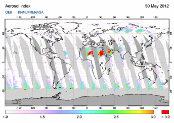 OMI -  Absorbing aerosol index of 30 May 2012