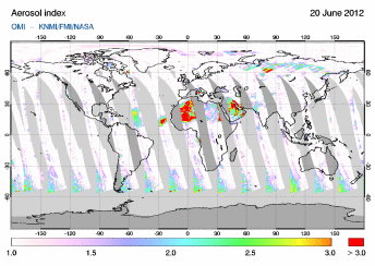 OMI -  Absorbing aerosol index of 20 June 2012