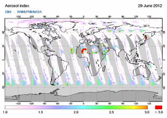 OMI -  Absorbing aerosol index of 29 June 2012