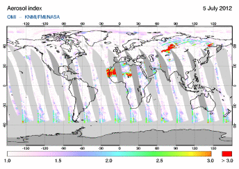 OMI -  Absorbing aerosol index of 05 July 2012