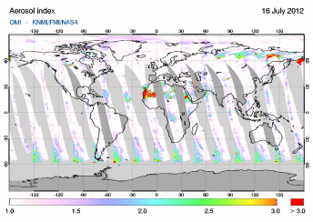 OMI -  Absorbing aerosol index of 16 July 2012