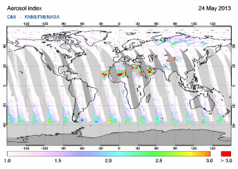 OMI -  Absorbing aerosol index of 24 May 2013