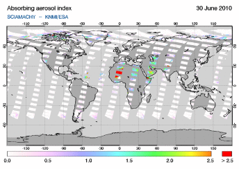 SCIAMACHY - Absorbing aerosol index of 30 June 2010