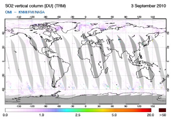 OMI - SO2 vertical column of 03 September 2010