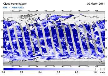 OMI -  Cloud cover fraction of 30 March 2011