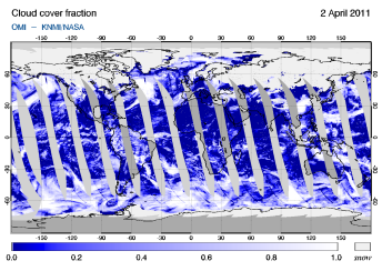 OMI -  Cloud cover fraction of 02 April 2011