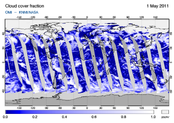 OMI -  Cloud cover fraction of 01 May 2011
