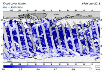 OMI -  Cloud cover fraction of 03 February 2012