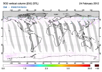 OMI - SO2 vertical column of 24 February 2012