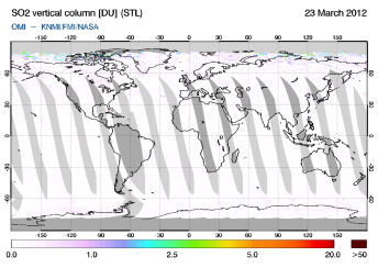 OMI - SO2 vertical column of 23 March 2012