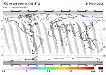 OMI - SO2 vertical column of 24 March 2012