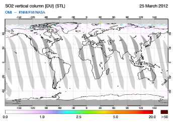 OMI - SO2 vertical column of 25 March 2012