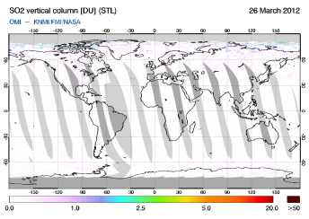 OMI - SO2 vertical column of 26 March 2012