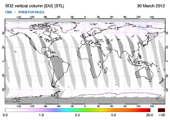 OMI - SO2 vertical column of 30 March 2012