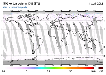 OMI - SO2 vertical column of 01 April 2012