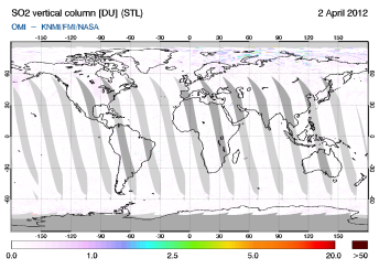 OMI - SO2 vertical column of 02 April 2012
