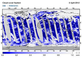 OMI -  Cloud cover fraction of 03 April 2012