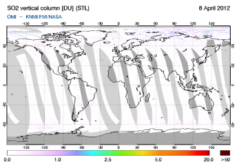 OMI - SO2 vertical column of 08 April 2012