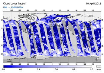 OMI -  Cloud cover fraction of 18 April 2012