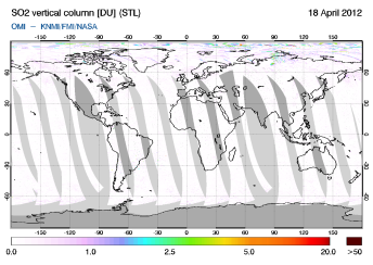 OMI - SO2 vertical column of 18 April 2012