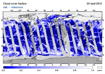 OMI -  Cloud cover fraction of 23 April 2012