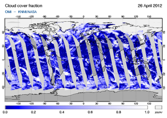 OMI -  Cloud cover fraction of 26 April 2012
