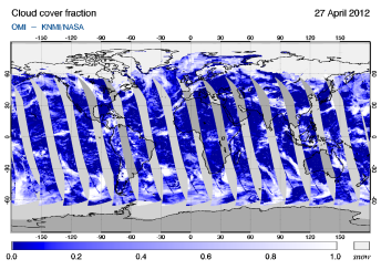 OMI -  Cloud cover fraction of 27 April 2012
