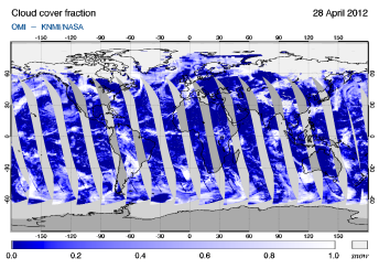 OMI -  Cloud cover fraction of 28 April 2012