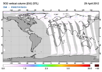 OMI - SO2 vertical column of 29 April 2012